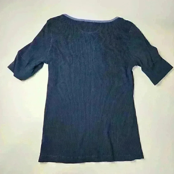 Lauren Ralph Lauren Navy Blue Knit Henley Size Large - Picture 3 of 6